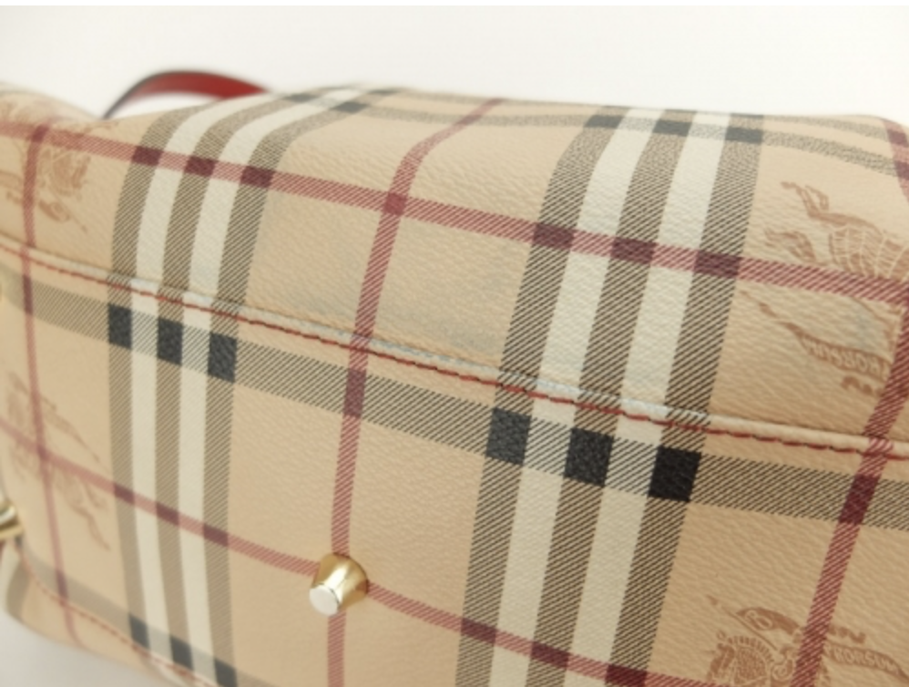 PB6010 Burberry Small Haymarket Centerbury Tote (Red)